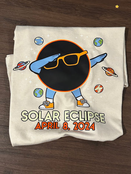 2024 Total Solar Eclipse Commemorative Shirts, Memories of this rare event, Solar Eclipse April 8, 2024 Flossing Moon Kids Shirts Stars