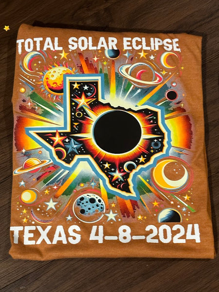 Texas Total Solar Esclipse 04-08-2024 Total Solar Eclipse Commemorative Shirts, Memories of this rare event, Solar Eclipse April 8, 2024