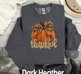 Thankful Leopard Coquette Bow Pumpkin Realistic Faux Yarn Hoodie / Thanksgiving matching family knit look /  FYP Viral Trending Sweatshirts / Thankgiving Dinner Shirts