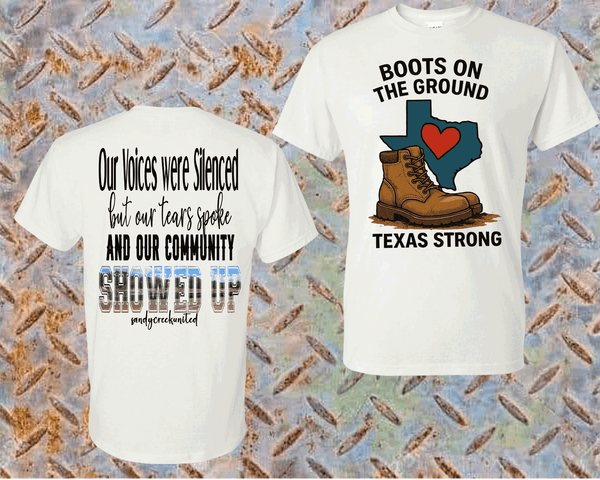 Sandy Creek Flood Relief Shirt, Leander Texas Flooding shirts   – 100% of Proceeds Donated to Sandy Creek Disaster Relief Fund, Boots on the ground