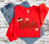 Christmas Believe Shirts / Christmas Realistic Faux Yarn Hoodie / Classic Christmas Movies Shirts / FYP Viral Grinch Sweatshirts / Funny Holiday Crewneck