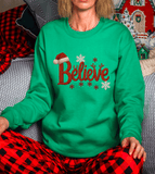 Christmas Believe Shirts / Christmas Realistic Faux Yarn Hoodie / Classic Christmas Movies Shirts / FYP Viral Grinch Sweatshirts / Funny Holiday Crewneck