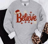 Christmas Believe Shirts / Christmas Realistic Faux Yarn Hoodie / Classic Christmas Movies Shirts / FYP Viral Grinch Sweatshirts / Funny Holiday Crewneck