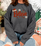 Christmas Believe Shirts / Christmas Realistic Faux Yarn Hoodie / Classic Christmas Movies Shirts / FYP Viral Grinch Sweatshirts / Funny Holiday Crewneck