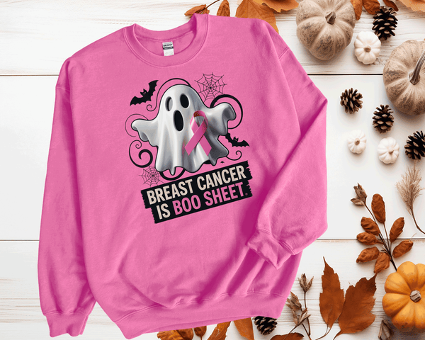 Breast Cancer is BOO - Sheet, PINK OUT Sweatshirt, Spirit Wear Sweatshirt, Custom October We wear Pink, Breast Cancer Awareness Month,