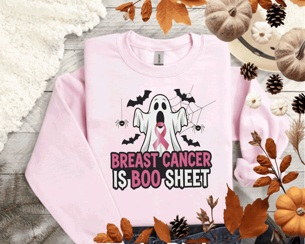 Breast Cancer is BOO - Sheet, PINK OUT Sweatshirt, Spirit Wear Sweatshirt, Custom October We wear Pink, Breast Cancer Awareness Month