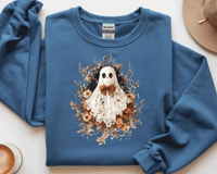 Halloween Lace Ghost Tshirt, Spooky Coquette T-Shirt, Girly Ghost Orange Bow T Shirt, Lacey Ghost Tee, Halloween Shirt, Floral Ghost shirt, Gift