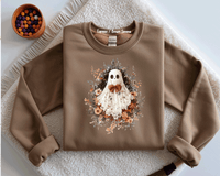 Halloween Lace Ghost Tshirt, Spooky Coquette T-Shirt, Girly Ghost Orange Bow T Shirt, Lacey Ghost Tee, Halloween Shirt, Floral Ghost shirt, Gift