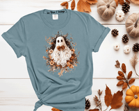 Halloween Lace Ghost Tshirt, Spooky Coquette T-Shirt, Girly Ghost Orange Bow T Shirt, Lacey Ghost Tee, Halloween Shirt, Floral Ghost shirt, Gift