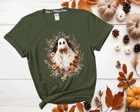 Halloween Lace Ghost Tshirt, Spooky Coquette T-Shirt, Girly Ghost Orange Bow T Shirt, Lacey Ghost Tee, Halloween Shirt, Floral Ghost shirt, Gift