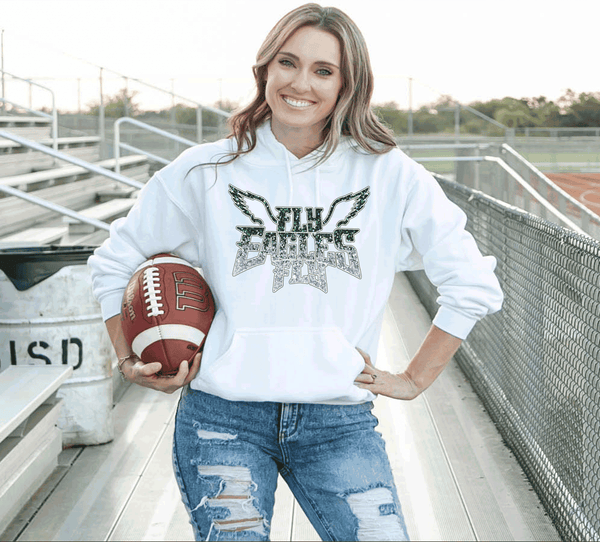 EAGLES Fly Birds Fly Faux Glitter Bling Philadelphia Football Sweatshirt, Philly T-shirt, Trending Eagles Fan Shirts, Football Crewneck, Eagles Hoodie, Superbowl GIfts