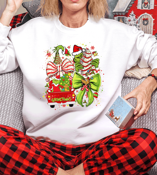 Grinch Christmas Tree Shirts / Merry Grinchmas Christmas Realistic Faux Yarn Hoodie / Classic Christmas Movies Shirts / FYP Viral Grinch Sweatshirts / Funny Holiday Crewneck