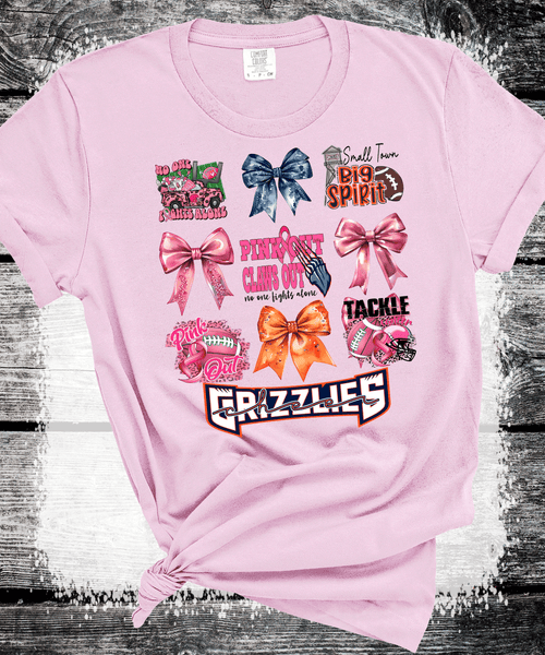 Glenn Grizzlies Youth Football PINK OUT shirts, Breast Cancer awareness month. In October we wear pink Tackle Cancer