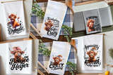 Funny Highland Cow Kitchen Tea Towels Apparently I have an Attitude / Farmhouse Decor / Country Farmgirl / Western Decor