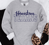 Custom PUFF vinyl Texans Sweatshirt, Embossed Puff Spirit Wear Sweatshirt, Houston Texans PUFF fan Gear NFL Football Playoff Shirts, Texans Puff Vinyl Sweatshirts, 3D Embossed Football Gear