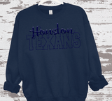 Custom PUFF vinyl Texans Sweatshirt, Embossed Puff Spirit Wear Sweatshirt, Houston Texans PUFF fan Gear NFL Football Playoff Shirts, Texans Puff Vinyl Sweatshirts, 3D Embossed Football Gear