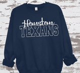 Custom PUFF vinyl Texans Sweatshirt, Embossed Puff Spirit Wear Sweatshirt, Houston Texans PUFF fan Gear NFL Football Playoff Shirts, Texans Puff Vinyl Sweatshirts, 3D Embossed Football Gear
