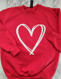 valentine heart Sweatshirt, Double Red Heart Puff shirt, Embossed Valentines Day Love Sweatshirt , Cute Valentine's Sweater gift for her