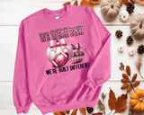 In this game we wear PINK, we're built Different, Breast PINK OUT Sweatshirt, Spirit Wear Sweatshirt, Custom October We wear Pink, Breast Cancer Awareness Month