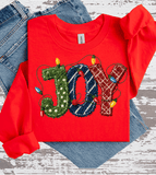 JOY Realistic Faux Yarn Hoodie / Holiday matching family knit look /  FYP Viral Trending Sweatshirts / Funny Holiday Crewneck