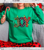 JOY Realistic Faux Yarn Hoodie / Holiday matching family knit look /  FYP Viral Trending Sweatshirts / Funny Holiday Crewneck
