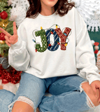 JOY Realistic Faux Yarn Hoodie / Holiday matching family knit look /  FYP Viral Trending Sweatshirts / Funny Holiday Crewneck