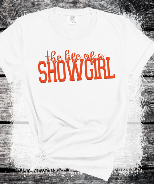 Comfort Colors® PUFF Showgirl Shirt for Fan, Orange Show Girl Shirt for Concert, in My Showgirl Era Tshirt Gift for Her, Country Music Fan Gift 3D Embossed sweatshirts