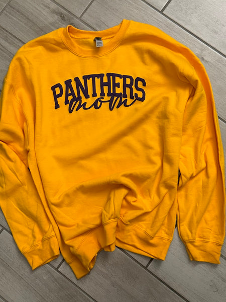 Custom Puff Print Local School MOM Sweatshirt, Embossed Glitter Puff Spirit Wear Sweatshirt, Custom Mama Shirts PUFF School Mascot Sweatshirt, Gift Idea, Liberty Hill Panthers, Texas Football