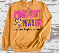 Custom Local School PINK OUT Paws Out Sweatshirt, Spirit Wear Sweatshirt, Custom October we wear Pink, Gift Idea, Liberty Hill Panthers, Texas Football