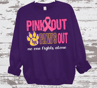 Custom Local School PINK OUT Paws Out Sweatshirt, Spirit Wear Sweatshirt, Custom October we wear Pink, Gift Idea, Liberty Hill Panthers, Texas Football