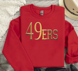 Custom PUFF Print 49ers Sweatshirt, Embossed Puff Spirit Wear Sweatshirt, San Francisco 49ers PUFF fan Gear NFL Football Playoff Shirts, 49ers Puff Vinyl Sweatshirts, 3D Embossed Football Gear