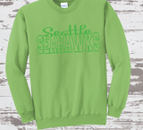 Custom PUFF Print Seahawks Sweatshirt, Embossed Puff Spirit Wear Sweatshirt, Seattle Seahawks PUFF fan Gear NFL Football Playoff Shirts, Seattle Puff Vinyl Sweatshirts, 3D Embossed Football Gear