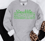 Custom PUFF Print Seahawks Sweatshirt, Embossed Puff Spirit Wear Sweatshirt, Seattle Seahawks PUFF fan Gear NFL Football Playoff Shirts, Seattle Puff Vinyl Sweatshirts, 3D Embossed Football Gear