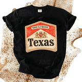 Comfort Colors® She's from Texas Music Inspired graphic tee, funny sarcastic shirt, trendy western aesthetic cowgirl summer top, gift for her, retro rodeo club apparel