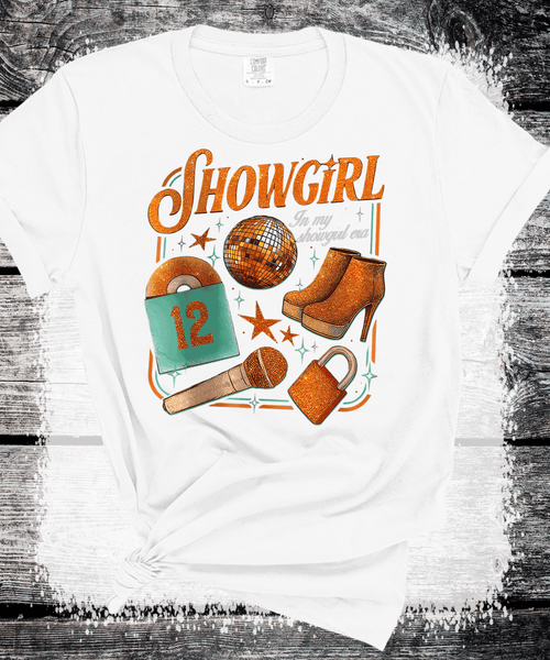 Comfort Colors® Showgirl Shirt for Fan, Orange Show Girl Shirt for Concert, in My Showgirl Era Tshirt Gift for Her, Country Music Fan Gift