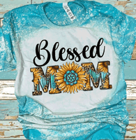 Blessed MOM Leopard Sunflower Bleached Shirts DTF Tees