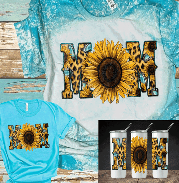 MOM Leopard Sunflower Bleached Shirts DTF Tees