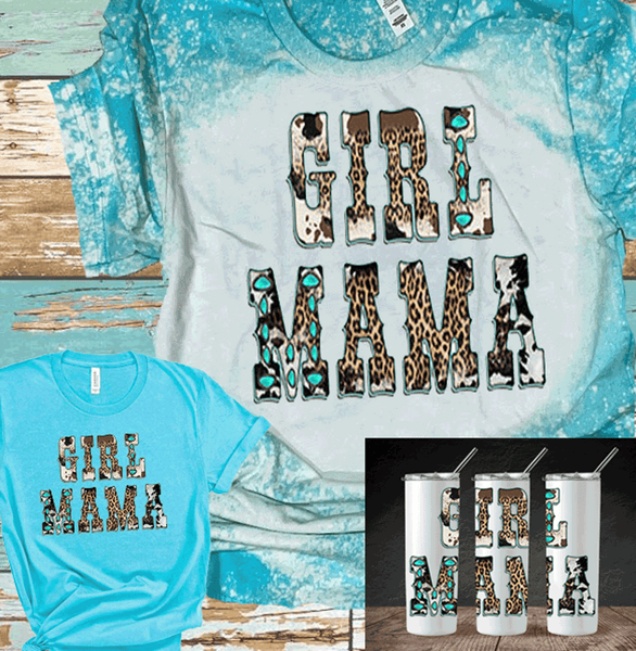 Girl Mama Leopard Cow Print Bleached Shirts DTF Tees