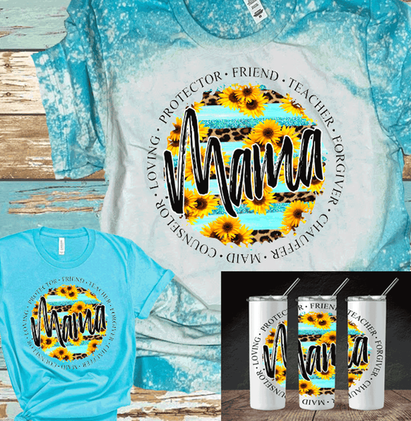 MAMA protector friend teacher loving Sunflower Bleached Shirts DTF Tees