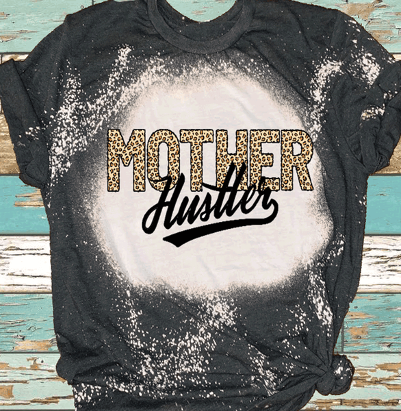 Mother Hustler Leopard Bleached Shirts DTF Tees