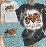 Peace Love Easter Leopard Bunny Bleached Shirts Distressed Tees