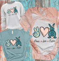 Peace Love Easter Heart Bees Bleached Shirts Distressed Tees