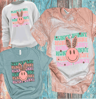 Hippy Leopard Smiley face Easter Hunny Bunny Bleached Shirts Distressed Tees