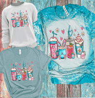 Easter Coffee Bunny ears Eggs Bleached Shirts Distressed Tees