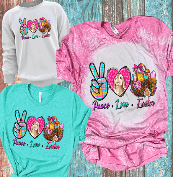 Peace Love Easter basket Bleached Shirts Distressed Tees