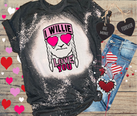 I Willie Love You Valentines Day Bleached Distressed Vintage