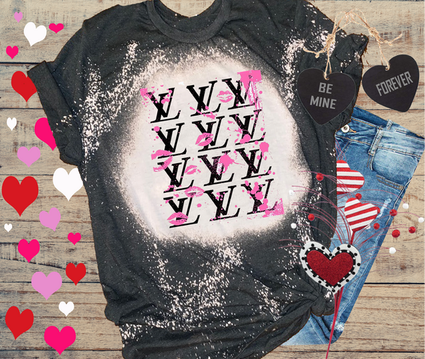 LV Repeat Valentines Day Bleached Distressed Vintage
