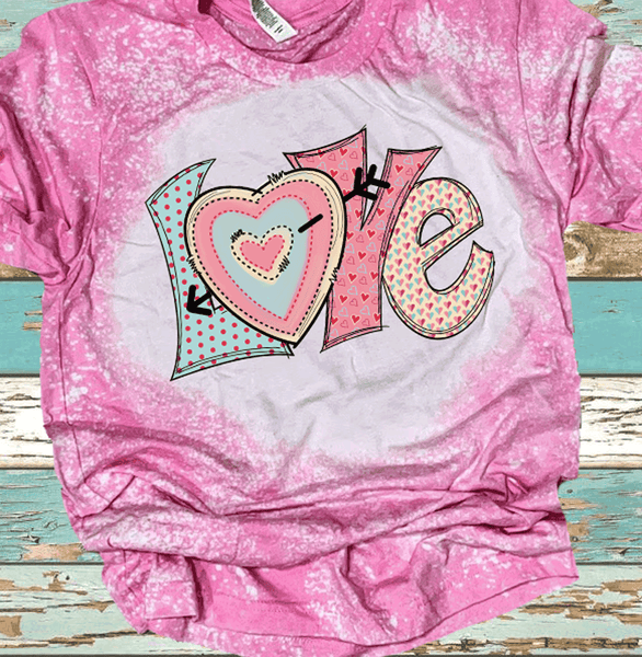 L O V E Valentines Day Bleached Distressed Vintage Tees