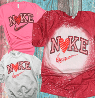 N❤KE Heart Valentines Day Bleached Distressed Vintage Tees