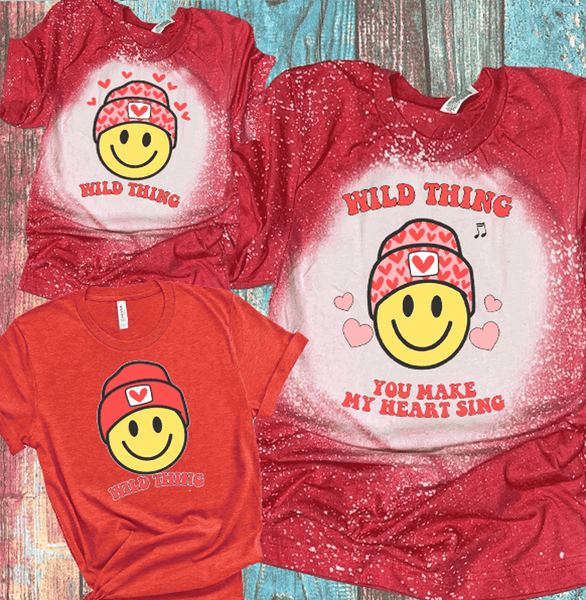 Wild Thing You Make My Heart Sing Mommy & Me Valentines Day Bleached Distressed Vintage Tees